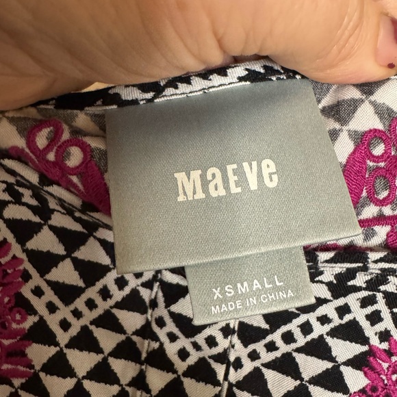 Maeve Black and White Blouse with Pink Embroidery - Picture 8 of 8